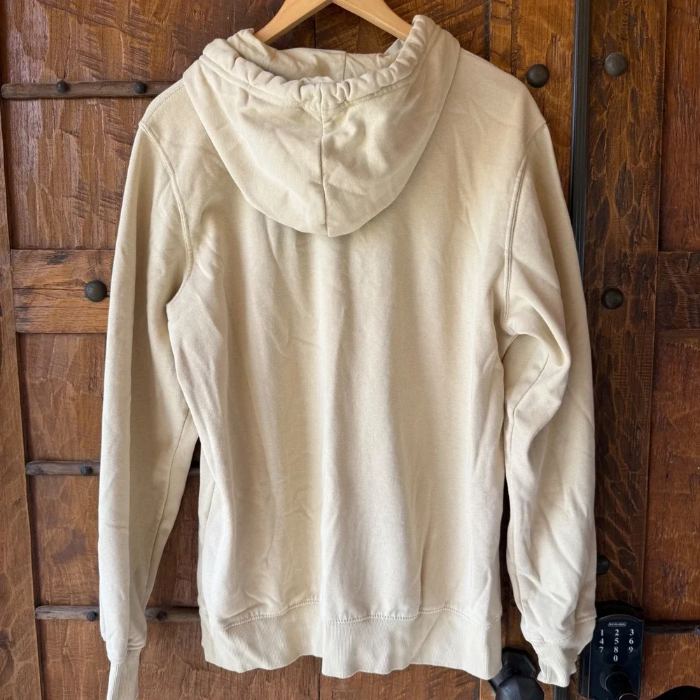 The North Face Mens Circular Design Hoodie Tan Beige Logo Pullover Sweatshirt M
